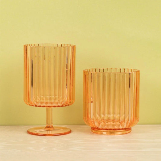 RIBBED RADIANCE DRINKWARE, APRICOT MIST (SET OF 2)