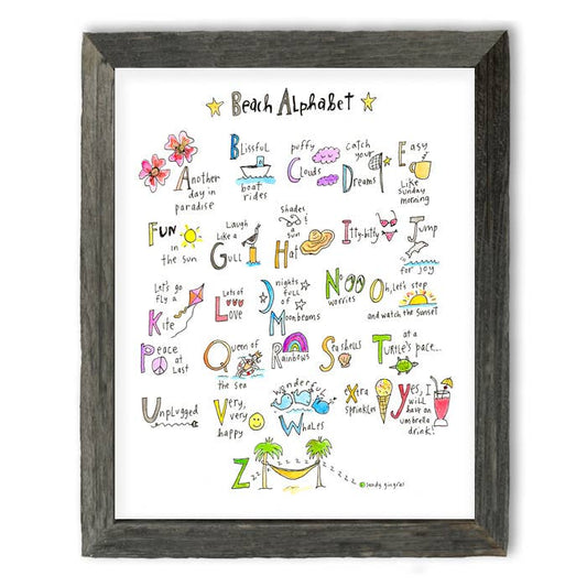 'Beach Alphabet' A-Z by Sandy Gingras Shelf Art: White / 7.75 x 9.75