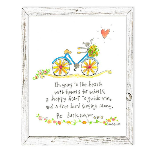 Going to the Beach, Be Back Never by Sandy Gingras Shelf Art: White / 7.75 x 9.75