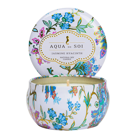 Jasmine Hyacinth 9 oz Aqua De Soi Candle Tin
