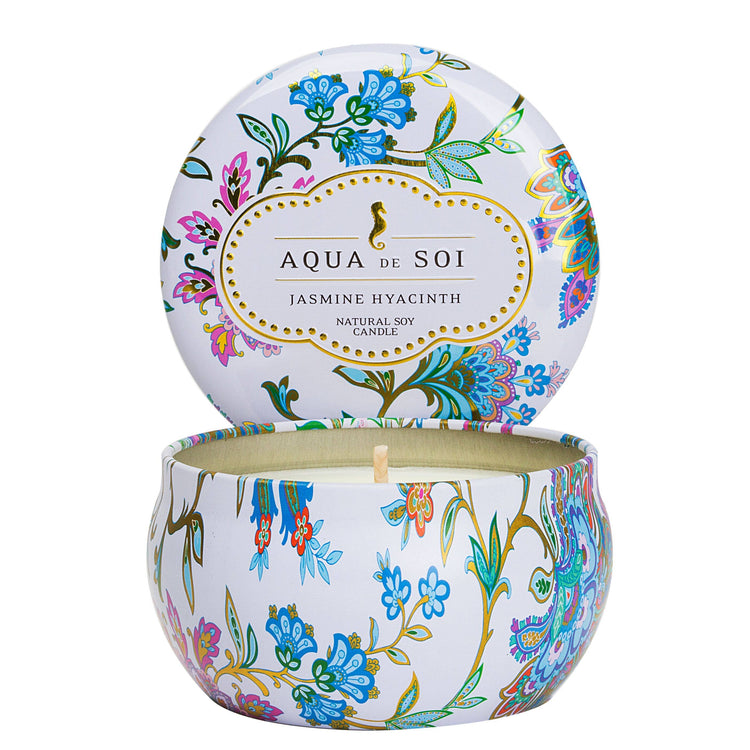 Jasmine Hyacinth 9 oz Aqua De Soi Candle Tin