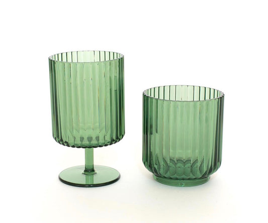 RIBBED RADIANCE DRINKWARE, MEADOW GREEN (SET OF 2)