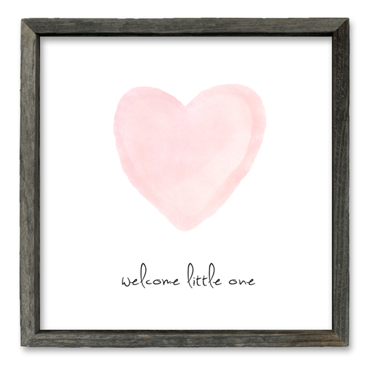 'Welcome Little One' (pink) Shelf Art: White / 5.75x5.75