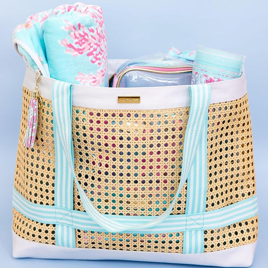 Beach Tote with Hat Straps