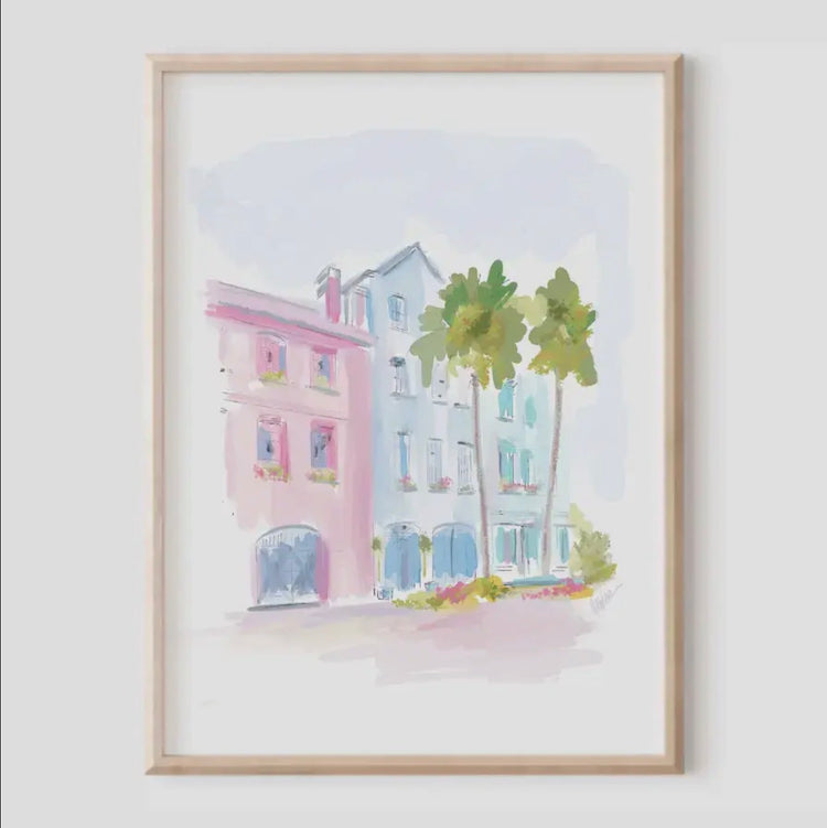 Coastal Rainbow Row- Art Print- 8x10