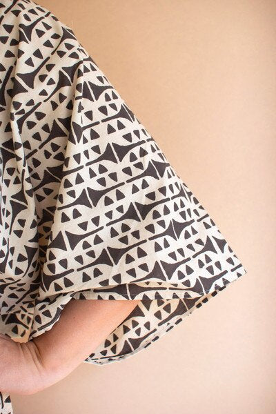 Printed V-Neck Blouse and Drawstring Pant Set
