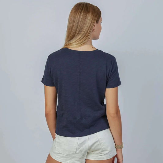 Celia Perfect Length Tee in Navy- Short Sleeve