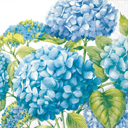 Paper Cocktail Napkins 20 ct Sea of Pink Blossoms white blue