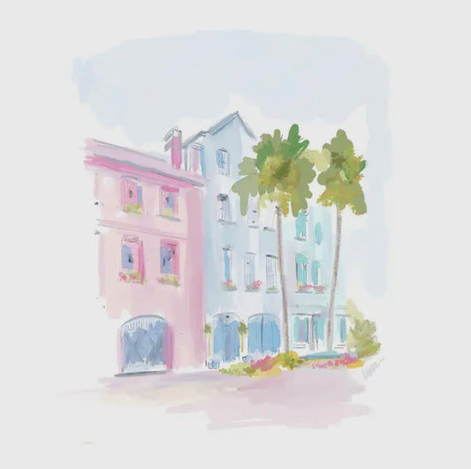 Coastal Rainbow Row- Art Print- 8x10