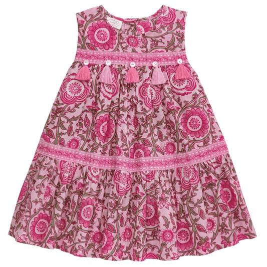 Floral Block Print Tier Dress