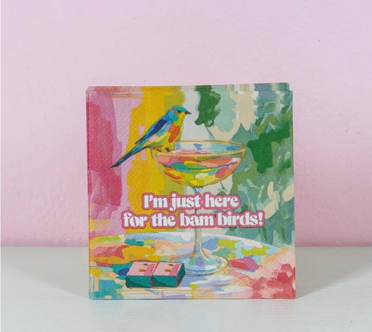 PAPER BEVERAGE NAPKINS - MAHJ I BAM BIRDS - 20 CT