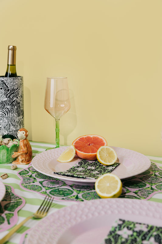 Bamboo Wine Glass Set, Festival Bloom/Lime Chiffon