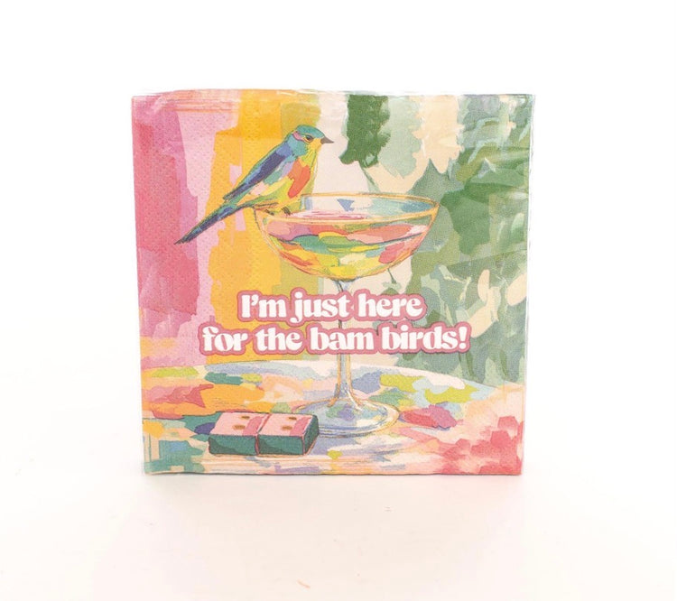 PAPER BEVERAGE NAPKINS - MAHJ I BAM BIRDS - 20 CT