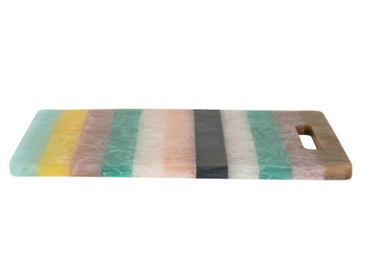 Marbled Resin Striped Cheese/Serving Board w/ Handle