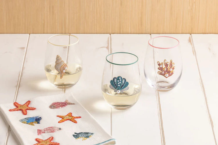 Sea Beaded Wine Glasses