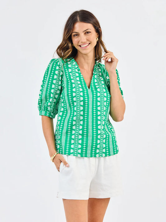 Colette Heritage Stitch Green Top