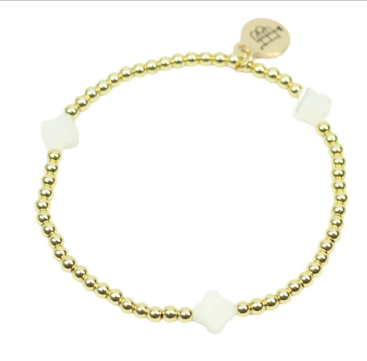 Stacker Stretch Bracelet- White Cross