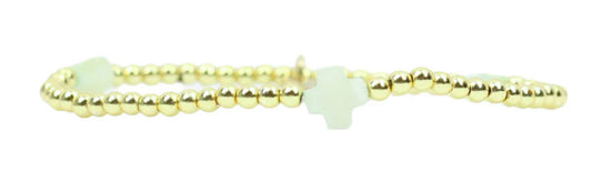 Ella Stacker Stretch Bracelet- Aqua Cross