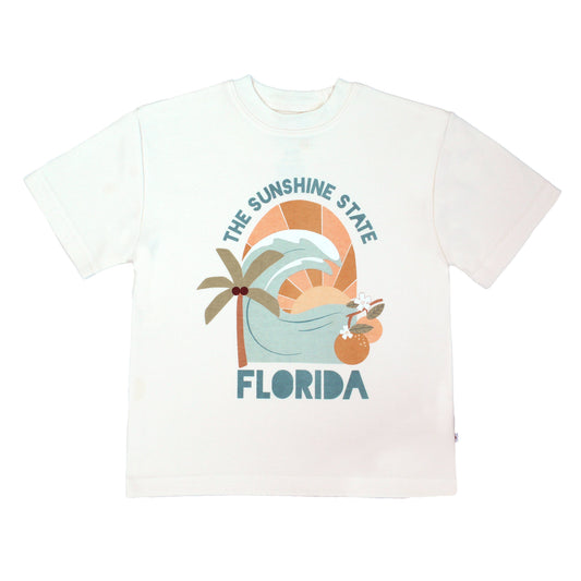 The Sunshine State Florida Souvenir Cotton Kids Tee Shirt: White/Multi / 4/5T