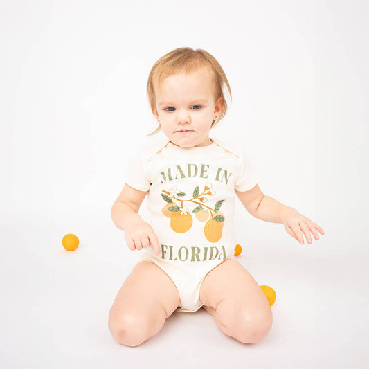 Made in Florida Oranges Cotton Onesie Florida Baby Gift: 0-3M