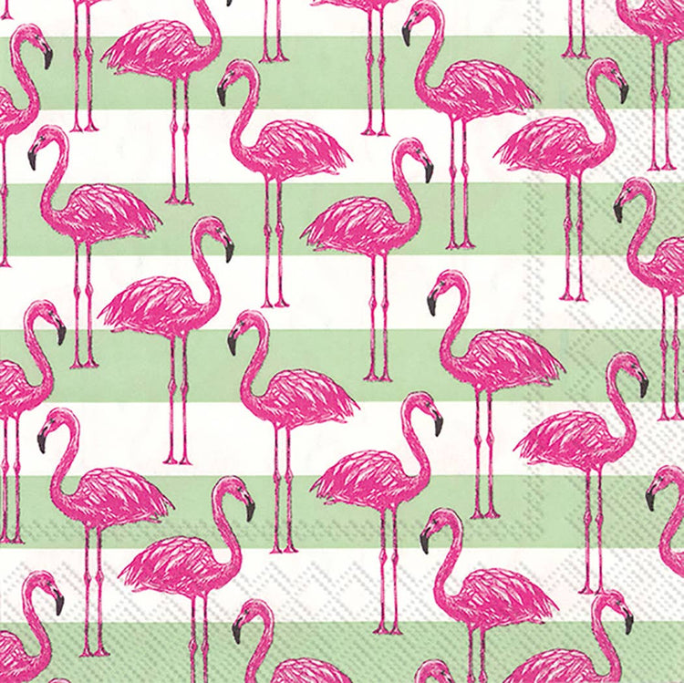 Paper Cocktail Napkins Pack of 20 Flamingo Stripe