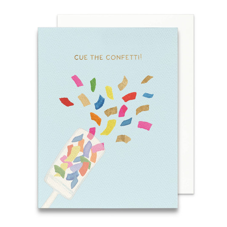 Cue the Confetti Greeting Card | Gold Foil Congrats Card