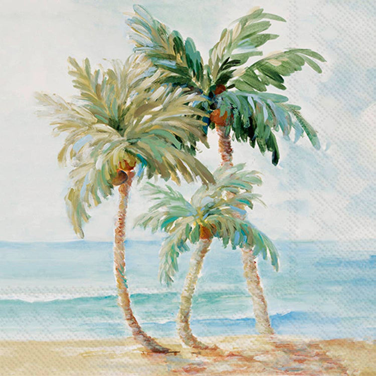 Paper Cocktail Napkins 20ct Palms In Paradise-Coastal