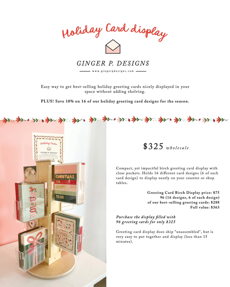 Ginger P. Designs HOLIDAY Greeting Card Display, with cards