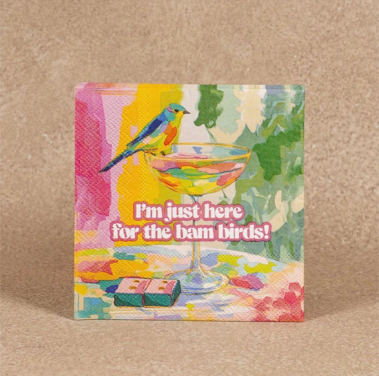 PAPER BEVERAGE NAPKINS - MAHJ I BAM BIRDS - 20 CT