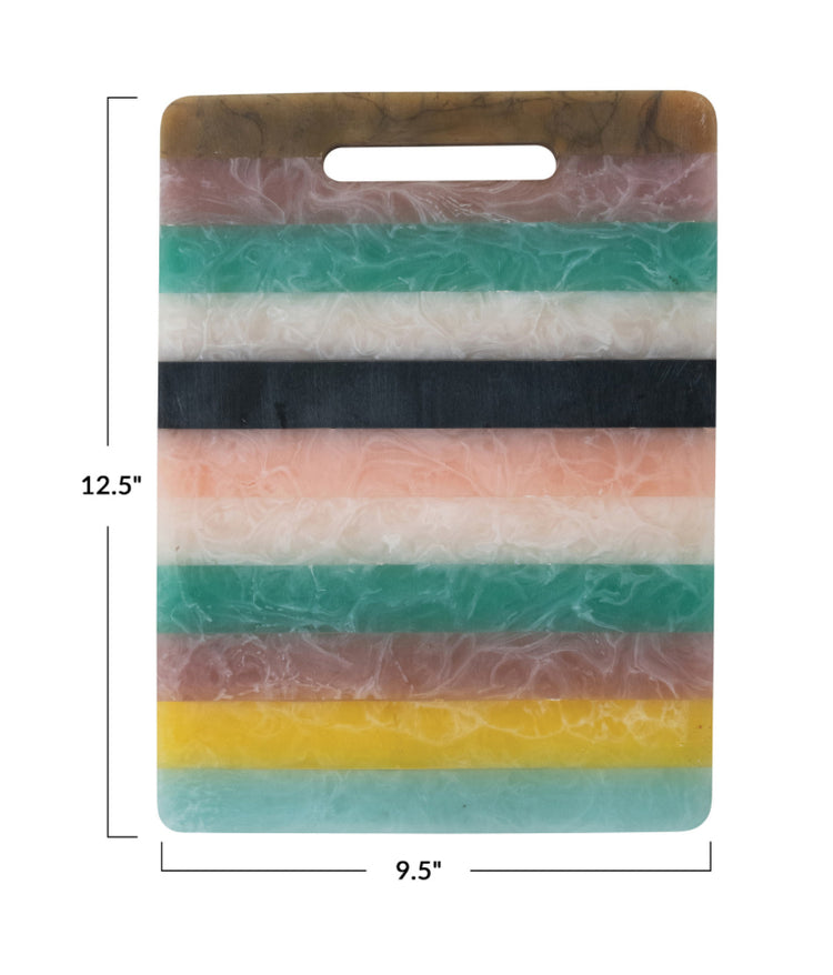 Marbled Resin Striped Cheese/Serving Board w/ Handle