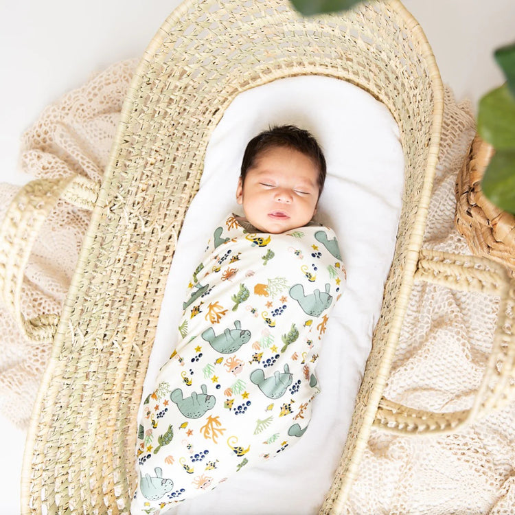 Manatee Luxury Bamboo Blanket- White/Multi/Small