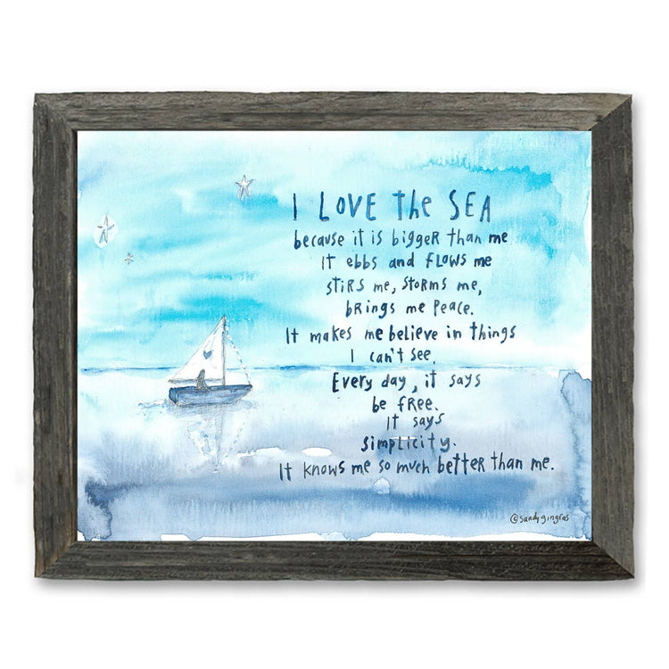 I Love the Sea | Sandy Gingras Shelf Art: Gray / 7.75 x 9.75