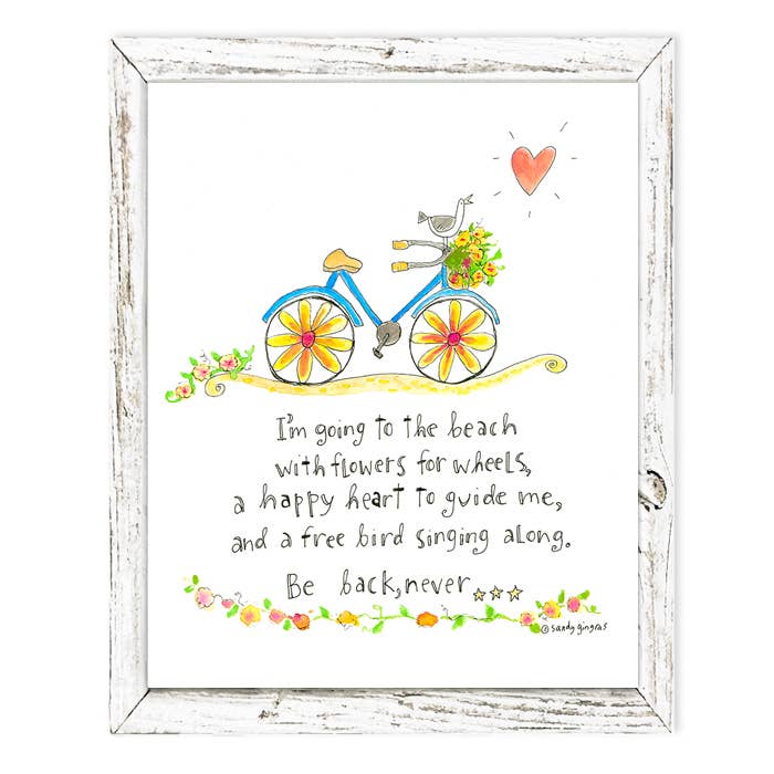 Going to the Beach, Be Back Never by Sandy Gingras Shelf Art: White / 7.75 x 9.75