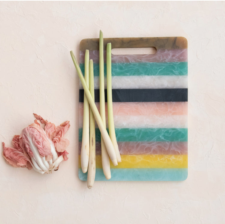 Marbled Resin Striped Cheese/Serving Board w/ Handle