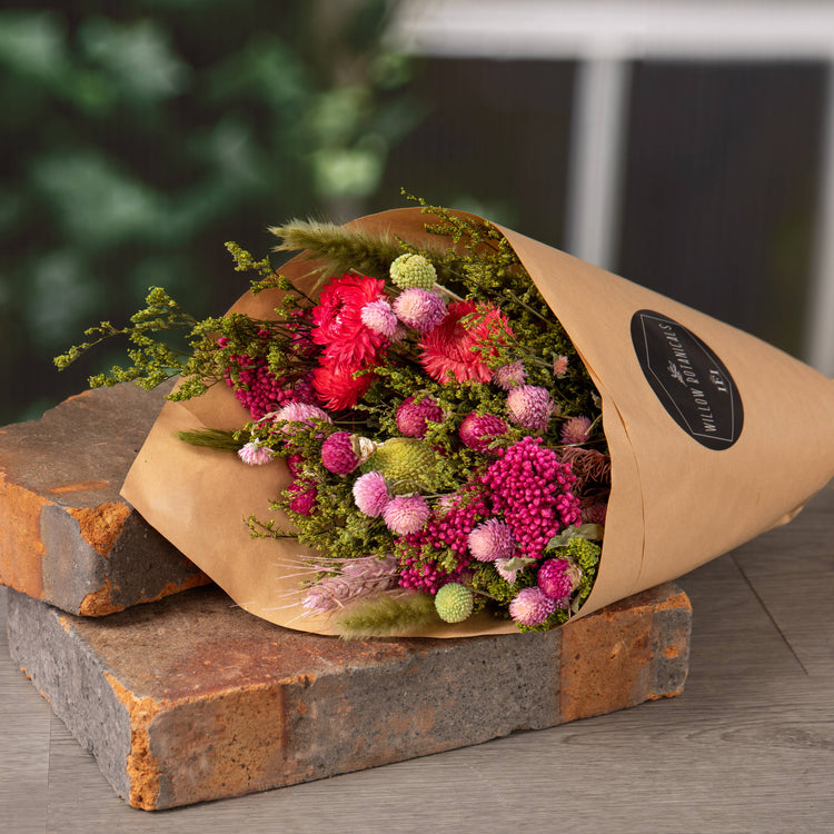 Mixed Dried Bouquet - Brights - Pink, Purple, Green