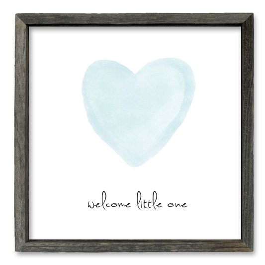 'Welcome Little One' (blue) Shelf Art: White / 5.75x5.75