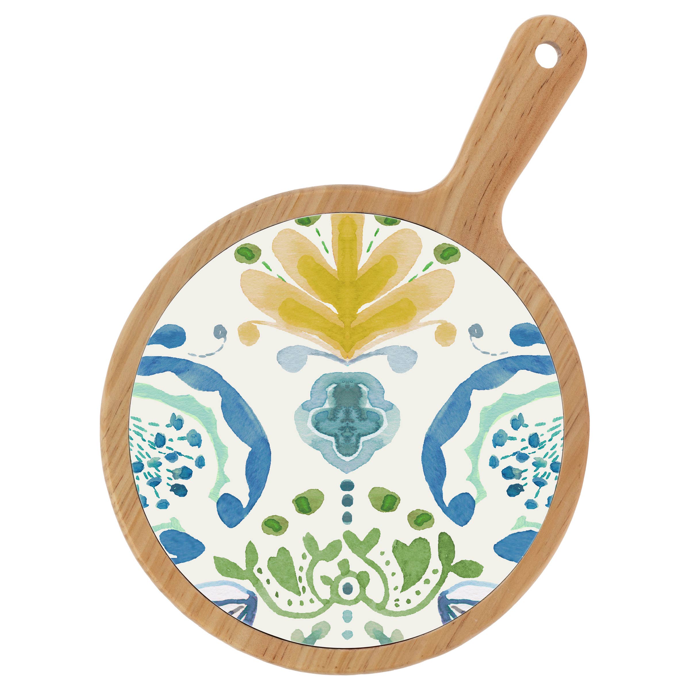 Azure & Ivy Gold Bamboo & Ceramic Cheese Board