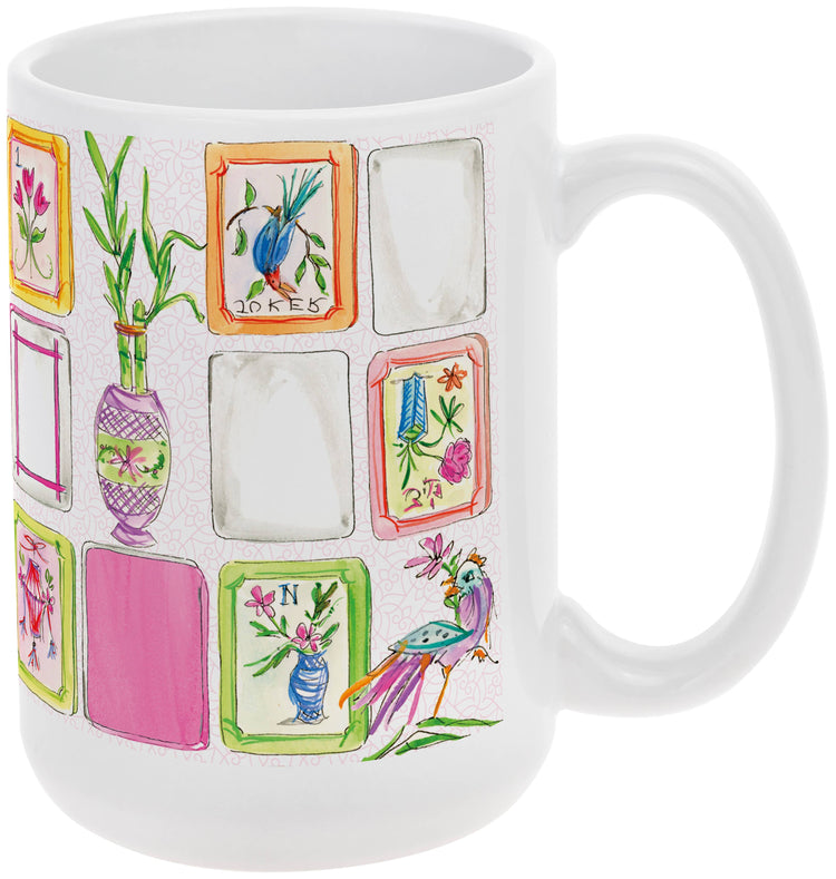 Mahjong Pink 15 oz Ceramic Mug Rosanne Beck