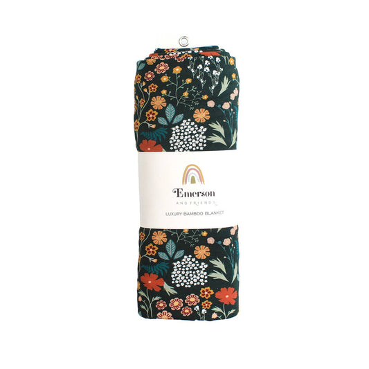 Moonlit Meadow Luxury Bamboo Blanket: Green/Multi / Small