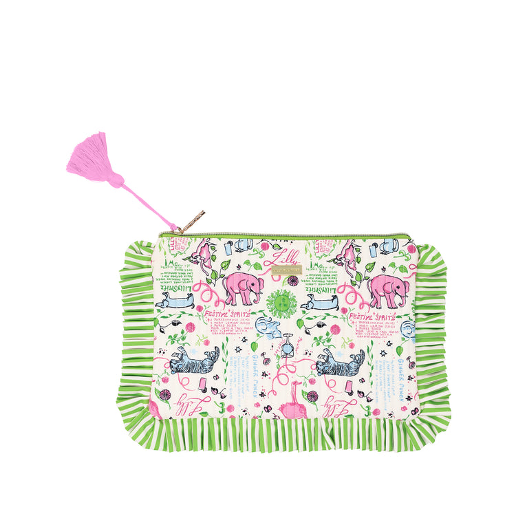 Quilted Ruffle Pouch, Celebrate with Lilly