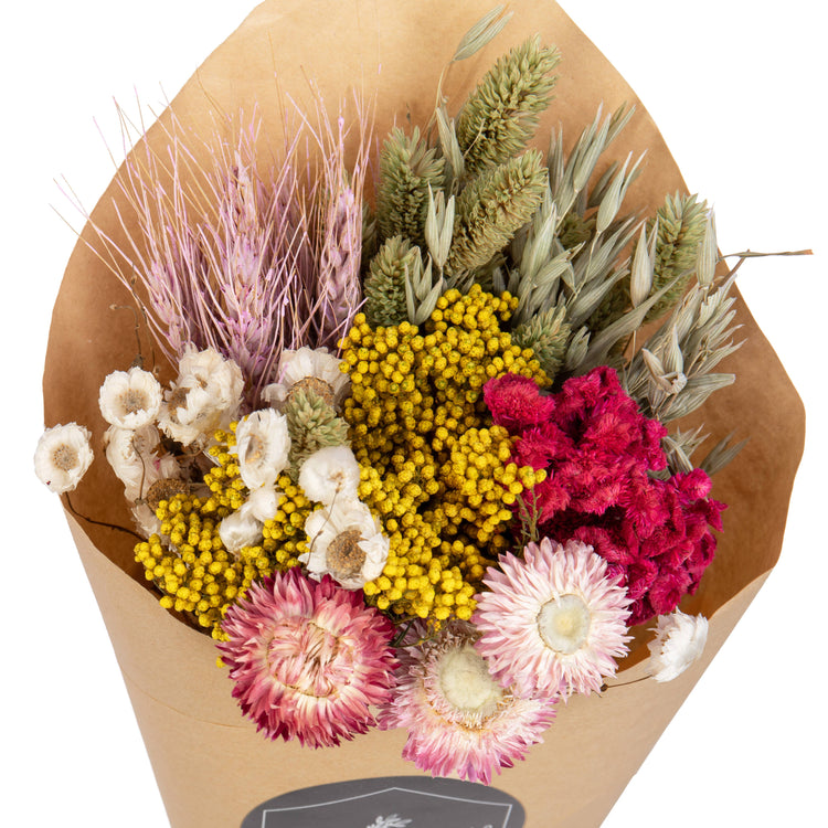 Mixed Dried Bouquet - All Year -Natural, Pink, White, Yellow