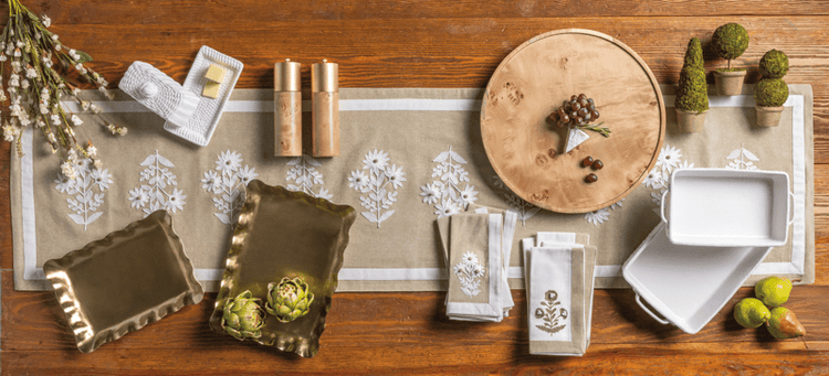 Brass Ruffle Tray Set