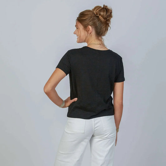 Celia Perfect Length Tee in Black- Short Sleeve