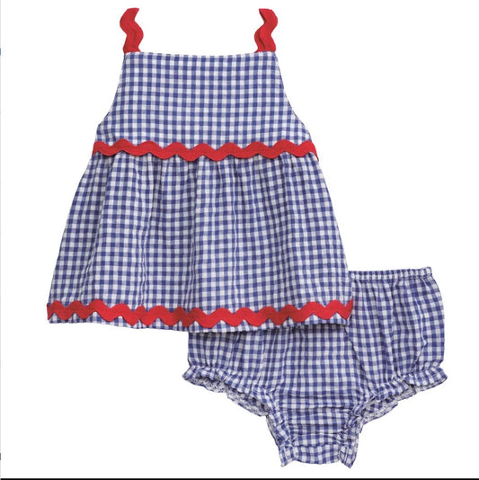 Gingham Ric-Rac Pinafore Set
