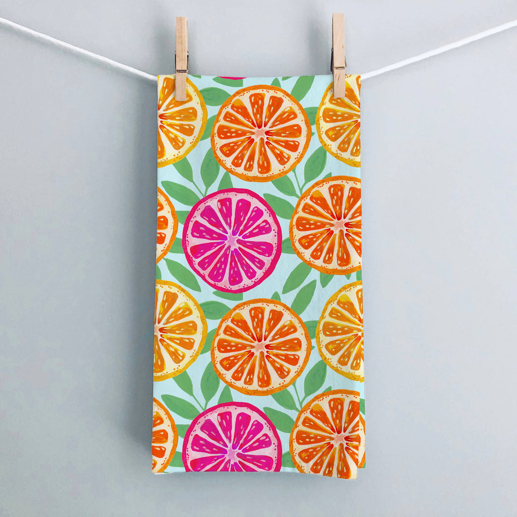 Bright Citrus Kitchen Towel | Orange Slices Tea Towel