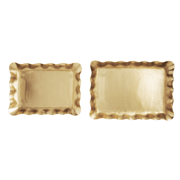 Brass Ruffle Tray Set