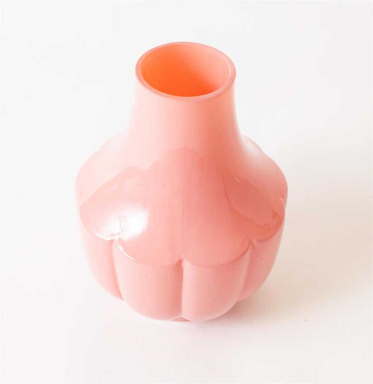 Vase - Pink Fluted Glass