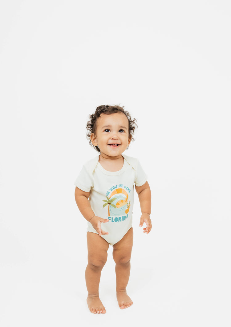 The Sunshine State Florida Souvenir Cotton Baby Onesie: White/Multi / 0-3M