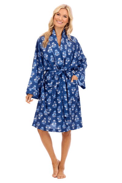 Blue Floral Block Print Robe