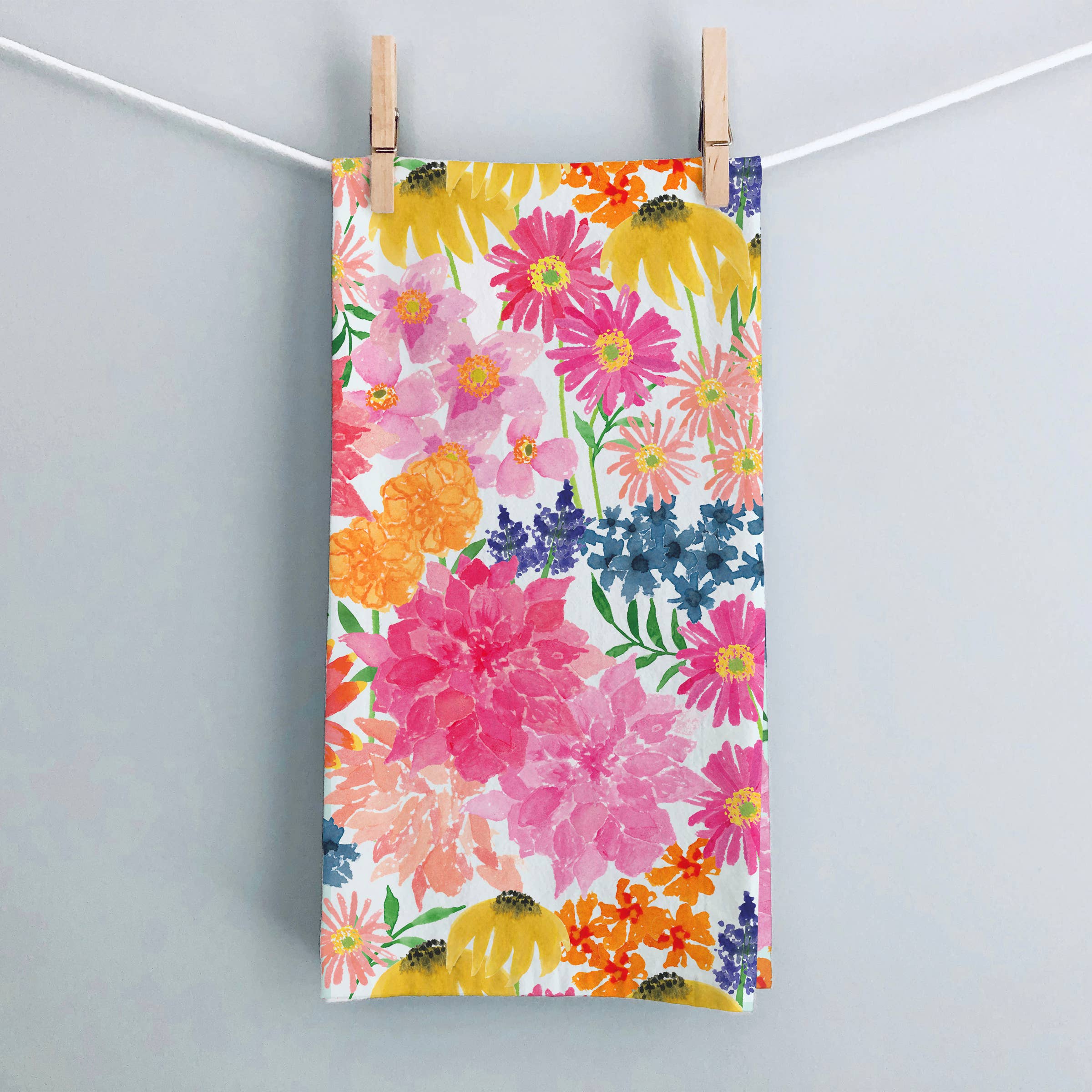 Bright Wildflowers Kitchen Towel | Bright Floral Tea Towel